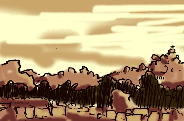 Hampi sketch by Tarun